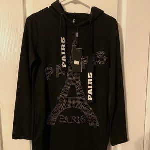 NWT Sweet Girl Blinged Out PARIS Hooded Tunic/Dress WITH POCKETS